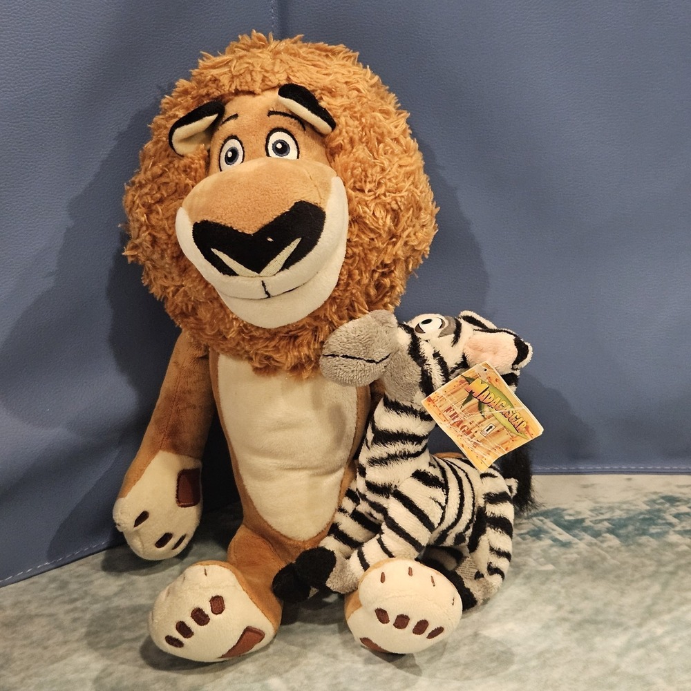 Madagascar Alex Lion & Marty Zebra Plush Bundle DreamWorks Movie Plush